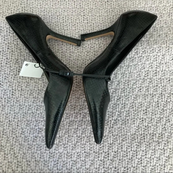 ZARA Sz 37 Animal Croc Pattern Print 3.5” Heel Pointy Toe Cap Pumps  Shoes - Picture 5 of 8